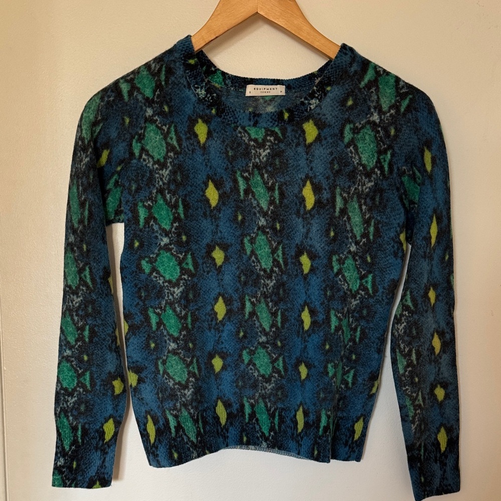 Equipment Blue and Yellow Patterned Knit